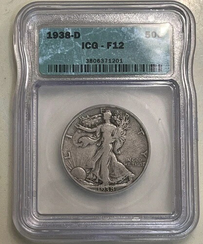 1938年 D ICGグレードコイン 非常に良好なウォーキング・リバティ・ハーフダラー 50セント