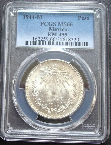 1944年 メキシコ ペソ銀貨 未流通 PCGS MS66