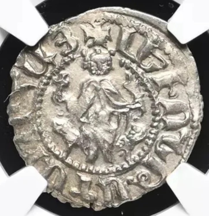NGC AU アルメニア 1198-1219年 レヴォン1世 銀貨 トラム テンプル騎士団 十字軍コイン
