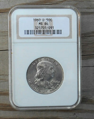 1960D フランクリン ハーフ 未使用 90% 銀、NGC MS-64 1960 D