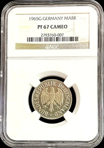 1965年 G ドイツ連邦共和国マークコイン NGC プルーフ 67 ウルトラカメオ