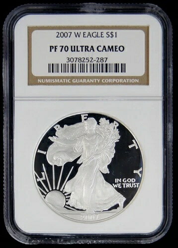 2007年 1ドル (W) アメリカン プルーフ シルバー イーグル UC NGC PF-70