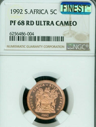 1992年 南アフリカ 5セント NGC PF68 MAC UHCam 最高級グレード＆MAC スポットレス *