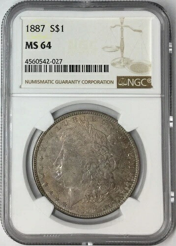 1887年 1ドル モルガン銀貨 NGC MS64 トーン #