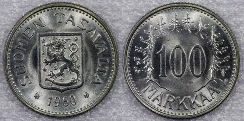 フィンランド : 1960S 100 Mk Gem BU KM#41 IR1598