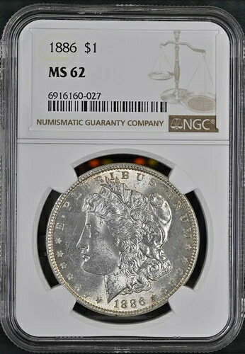 1886年モルガン銀貨（NGC MS62）$1 米国造幣局フィラデルフィア MS-62