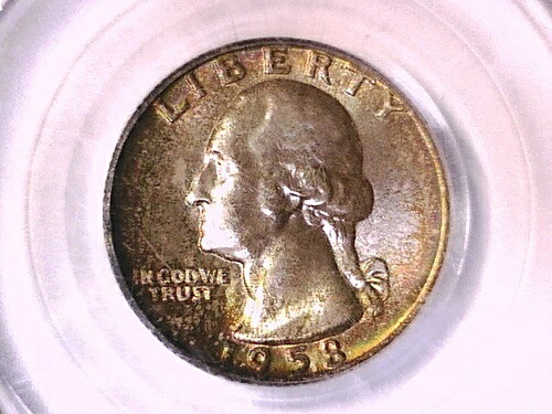 1958年 D ワシントン クォーター PCGS MS 66 08725636 トーン