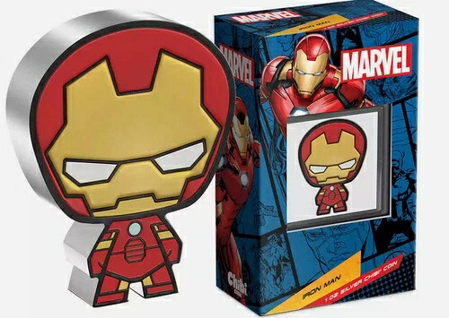 マーベル アイアンマン シルバー チビ 1オンス 0.999ドル ファイン 2ドル プルーフ 2023年 箱とCOA