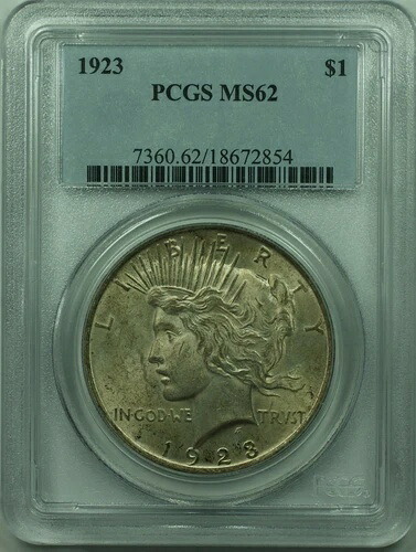 1923年 ピースシルバードル 1ドルコイン PCGS MS-62 (36) B