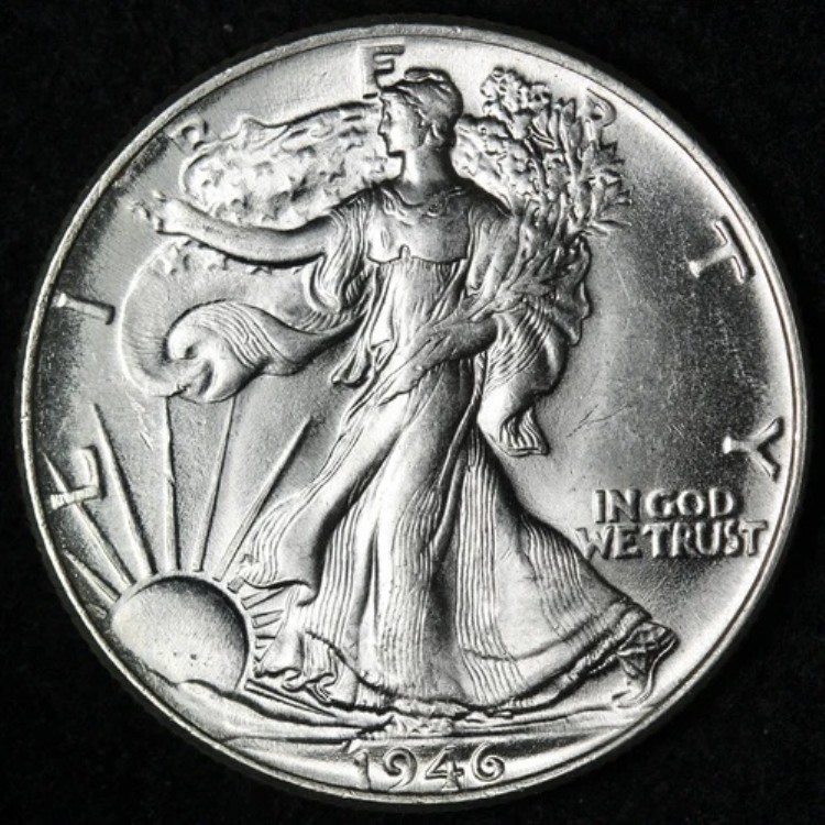 1946年ウォーキング・リバティ・シルバーハーフドルGEM BU *未流通* MS E375 JZFJ