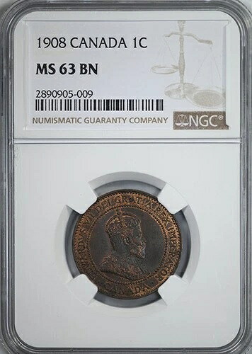 1908年カナダ1セント硬貨 NGC MS63BN｜WORLD RESOURCE【KING店】