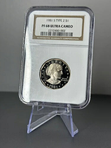 1981 S $1 タイプ 2 NGC PF68 ウルトラ カメオ プルーフ スーザン B. アンソニー ドル SBA フラット S