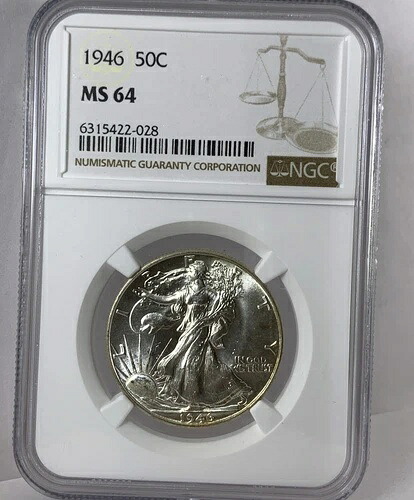 1946年ウォーキング・リバティ・シルバー・ハーフドル（50セント）MS64、NGCホルダー入り｜WORLD RESOURCE【KING店】