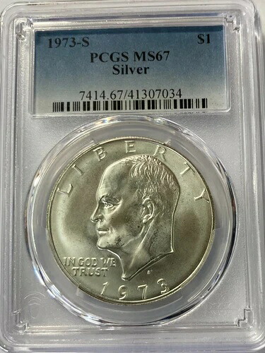 3- 1973年 -S 40% シルバー アイゼンハワー (IKE) BU ドル PCGS MS67 3枚セット