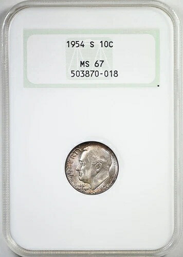 1954-S ルーズベルト ダイム 10C NGC ファッティ MS67｜WORLD RESOURCE【KING店】