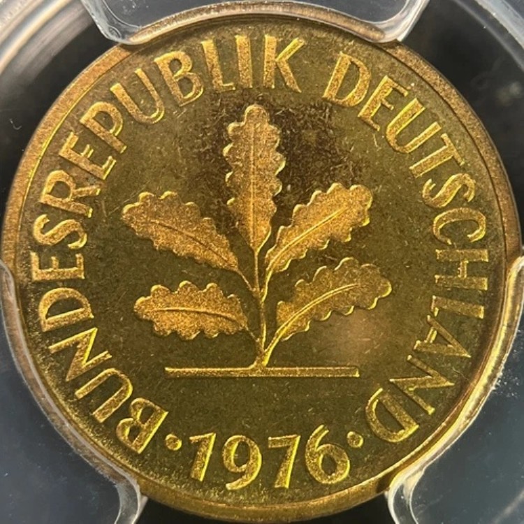 ドイツ。1976年、5 Pfennig、J - PCGS PR68 DCAM - トップポップ?? ハンブルクプルーフ｜WORLD RESOURCE【KING店】