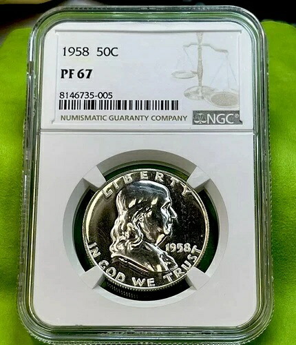 1958 年 プルーフ シルバー フランクリン ハーフ ドル 50 セント NGC PF67 | ゴージャス PR67 |｜WORLD RESOURCE【KING店】