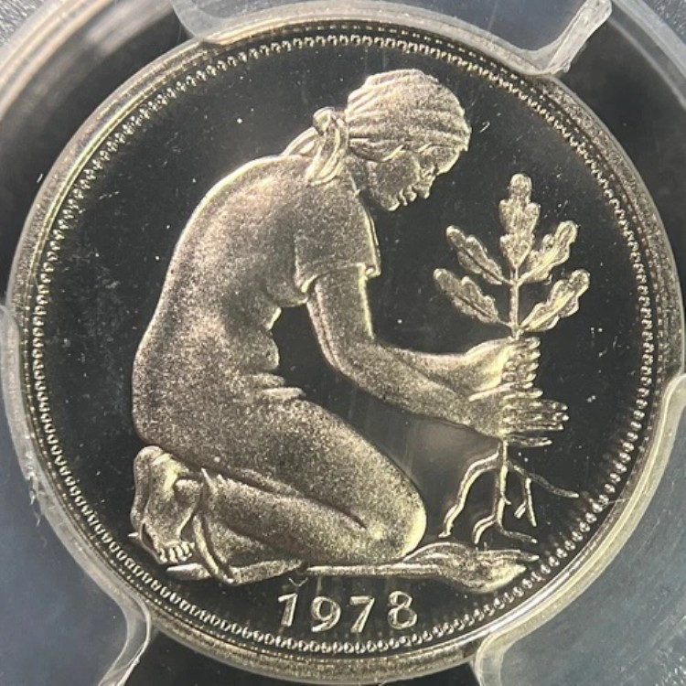 ドイツ。 1978年、50 Pfennig, J - PCGS PR69 DCAM - トップポップ??ハンブルク・トリュマーフラウ｜WORLD RESOURCE【KING店】
