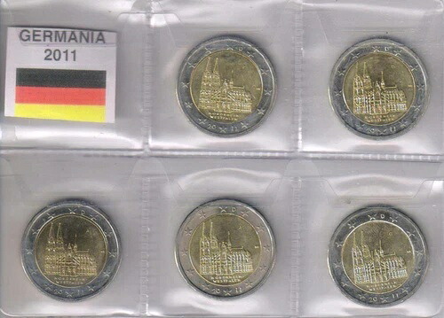 ドイツ 2 ユーロ硬貨 5 枚セット 2011 A、D、F、G、J 「ノルトライン ヴェストファーレン州」