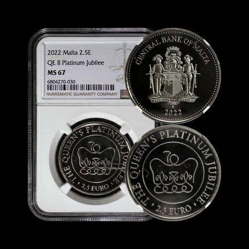 マルタ。2022年、2.5ユーロ - NGC MS67 - エリザベス2世女王即位30周年記念プラチナ｜WORLD RESOURCE【KING店】