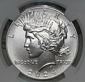 2024年 1ドル ピース銀貨 NGC MS69 初版 - ブリリアントな未流通コイン｜WORLD RESOURCE【KING店】