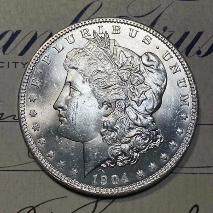 ?1904 O 未流通モルガン銀貨 1枚 チョイス/ジェム BU OBW ロールエステートより?