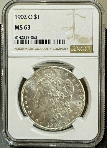 1902-O モルガン銀貨 NGC MS63 1ドルコイン ニアプルーフ仕上げ