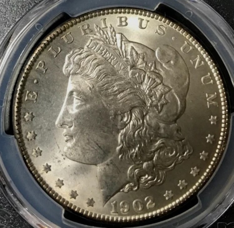 1902-O アメリカ製モルガン・ダラー。PCGS MS64。銀貨。ニューオーリンズ造幣局。レブ・トーニング｜WORLD RESOURCE【KING店】