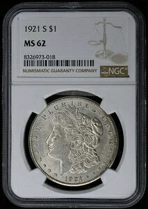 1921-S モルガン・ダラー S$1 NGC MS62