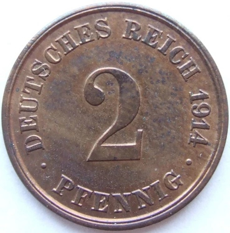 コイン ドイツ帝国 2 フェニヒ 1914 J IN 未流通｜WORLD RESOURCE【KING店】
