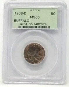 1938-D バッファローニッケル、5セント - PCGS MS66グレード - OGH｜WORLD RESOURCE【KING店】