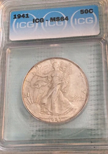 1941年 50セント リバティウォーキングハーフ、ICG MS64｜WORLD RESOURCE【KING店】