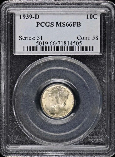 1939-D 10セント マーキュリーダイム PCGS MS66FB