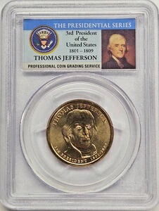 (2007) ジェファーソン大統領ドル PCGS MS-65 ミントエラー エッジの文字欠落