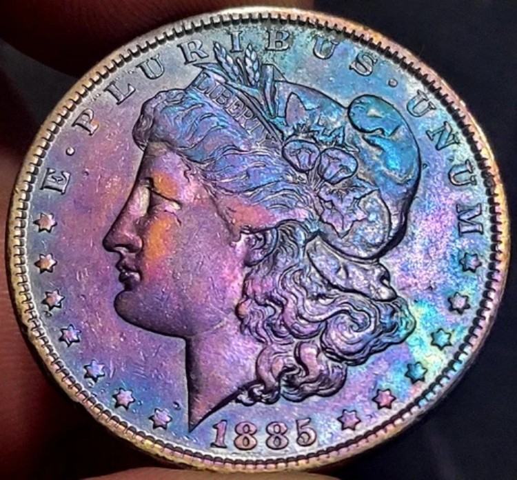 1885年 P モルガン ダラー レインボー クレセント トーン 未使用
