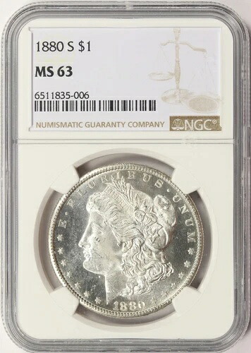 1880-S モルガン銀貨 $1 NGC MS63