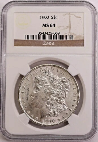 1900 年 P モーガン シルバー ダラー NGC MS 64 - GEM BU チョイス 未流通 - 送料無料!