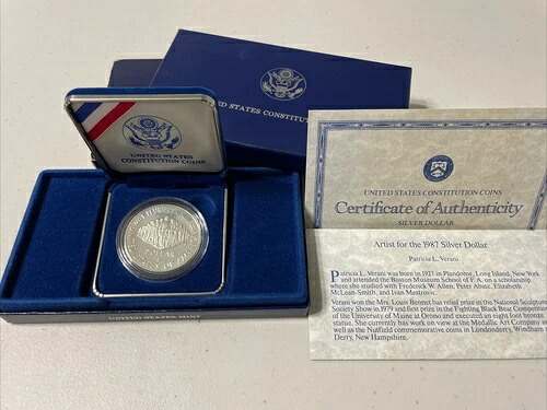 1987年米国造幣局憲法記念銀貨プルーフドル未流通コイン