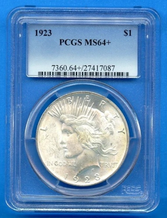 1923 P PCGS MS64+ ピースシルバードル 1ドル 米国造幣局 銀貨 1923-P MS-64+ プラス