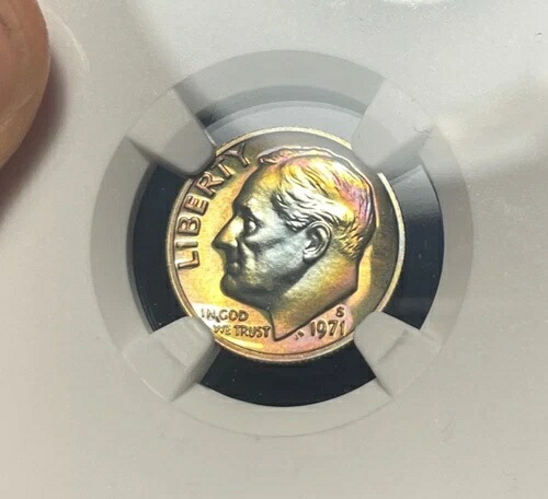 (#101719) ルーズベルト ダイム: 1971 S NGC PF 67 レインボー トーン! (ビデオをご覧ください!)