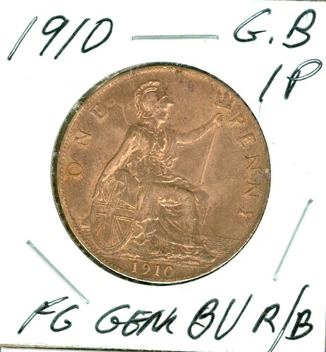 1910年 英国製 ペニー ウルトラファイングレード ジェム BU R/B *