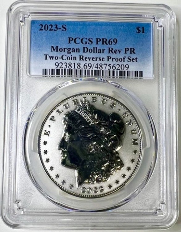 2023-S モルガン銀貨 2枚セット リバースプルーフ PR69 PCGS (1枚のみ)