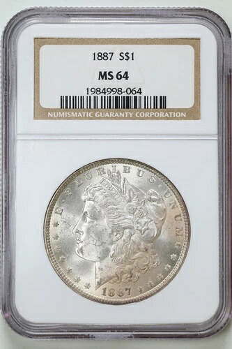 1887年 1ドル モルガン銀貨 MS64 NGC 1984998-064
