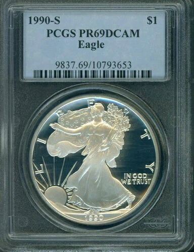 1990-S アメリカン シルバー イーグル ASE S$1 PCGS PF69 PR69 プルーフ PR-69 PR69DCAM カメオ