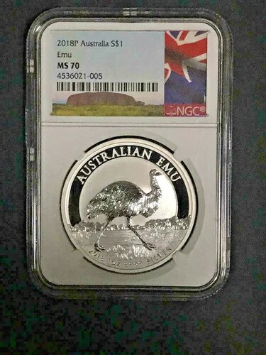 2018年 オーストラリア エミュー 1オンス 0.9999ドル 銀貨 30,000枚 発行 (NGC MS70) 59,895円