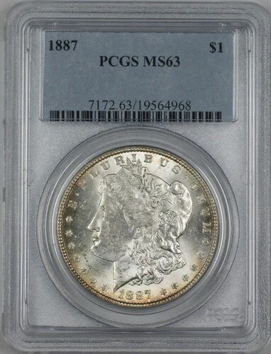 1887年 モルガン シルバー ダラー 1ドル コイン PCGS MS-63 RL (B)