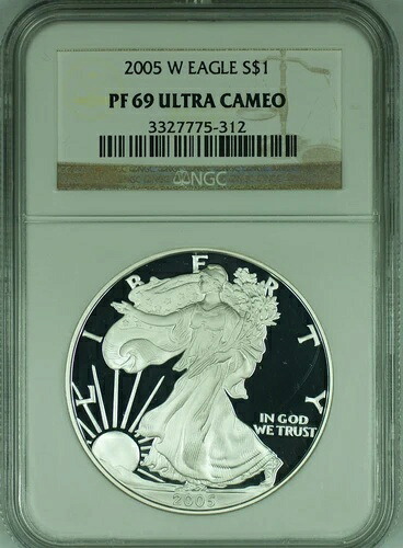 2005-W アメリカン プルーフ シルバー イーグル $1 NGC PF 69 ウルトラカメオ (49)