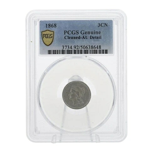 1868年 3CN リバティヘッド 3セントニッケルコイン クリーニング済み - AU詳細 PCGS正規品