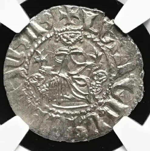アルメニア 1198-1219年 レヴォン1世 銀貨 トラム テンプル騎士団 十字軍コイン NGC AU