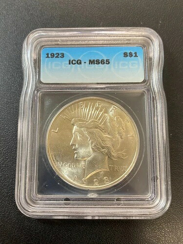 1923年 ピースダラー ICG MS-65 - 未流通 - 高品位 - 光沢 - スラブ - 1ドル